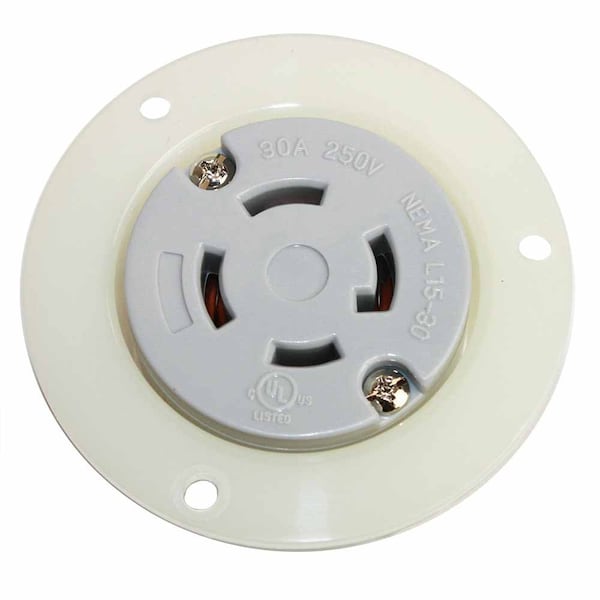 Superior Electric Flanged Locking Receptacle, L15-30R, 30 A, 250V AC, 3 Pole, White YGF044F - main